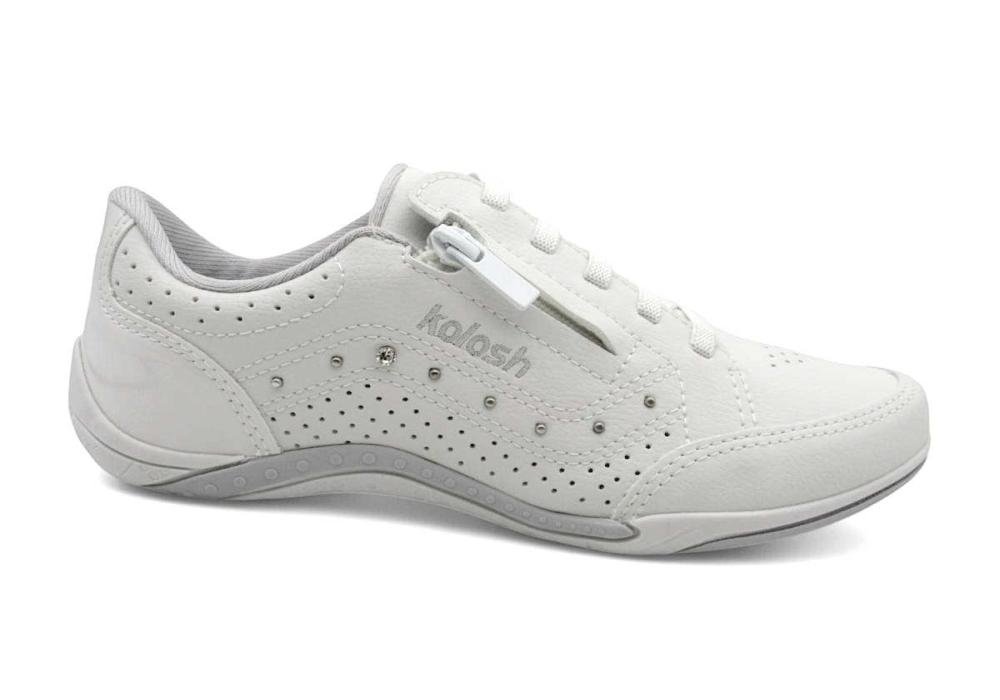 Tênis Feminino Casual Kolosh Fecho C1299 Branco Branco 1