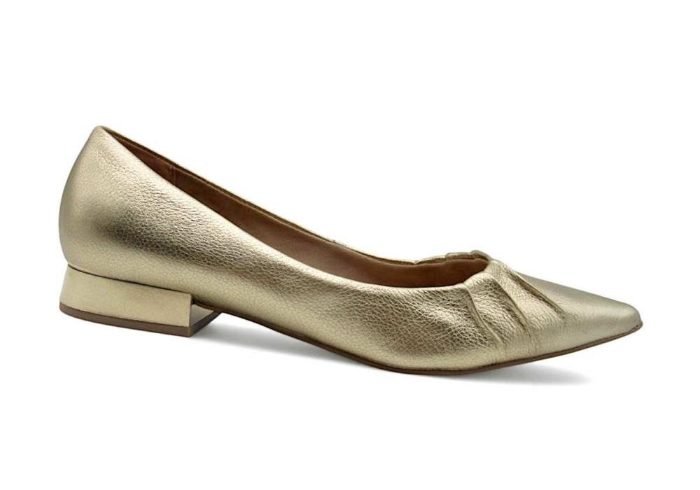 Sapato Feminino Bottero de Couro Dourado 354816