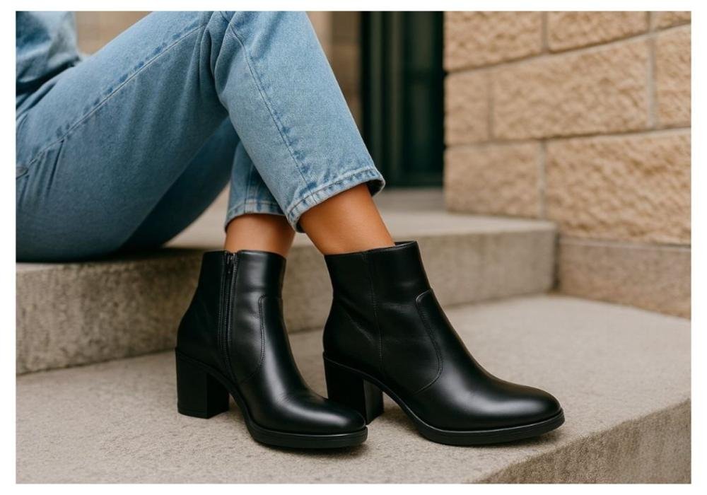Bota Feminina Cano Curto Via Paula 4970 de Couro Preto 2