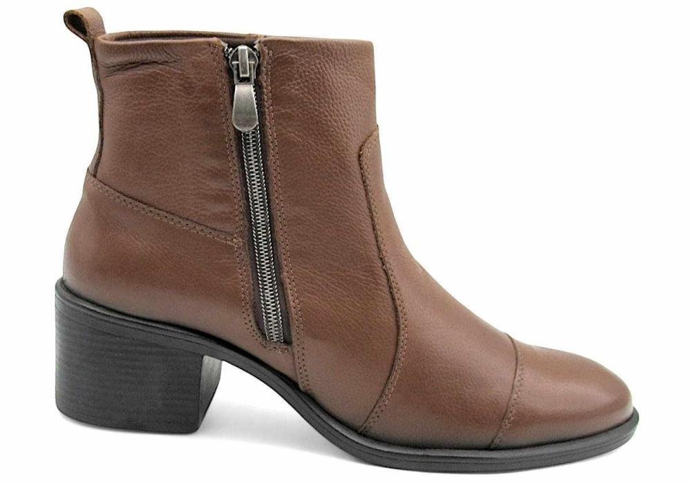 Bota Feminina Cano Curto de Couro Free Line LB1111 Marrom 1