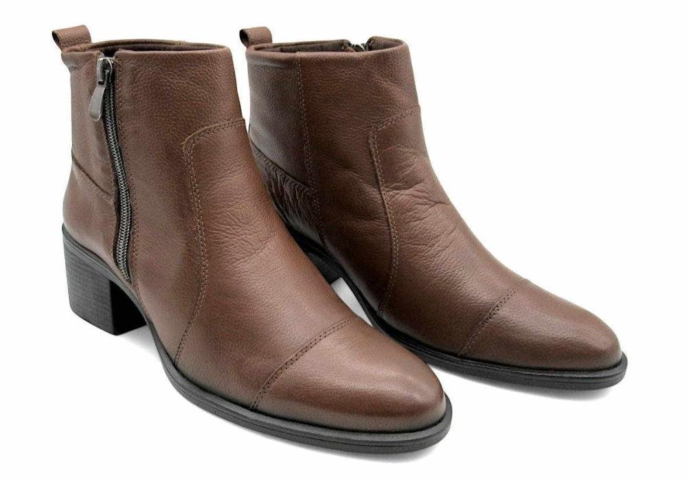 Bota Feminina Cano Curto de Couro Free Line LB1111 Marrom 3
