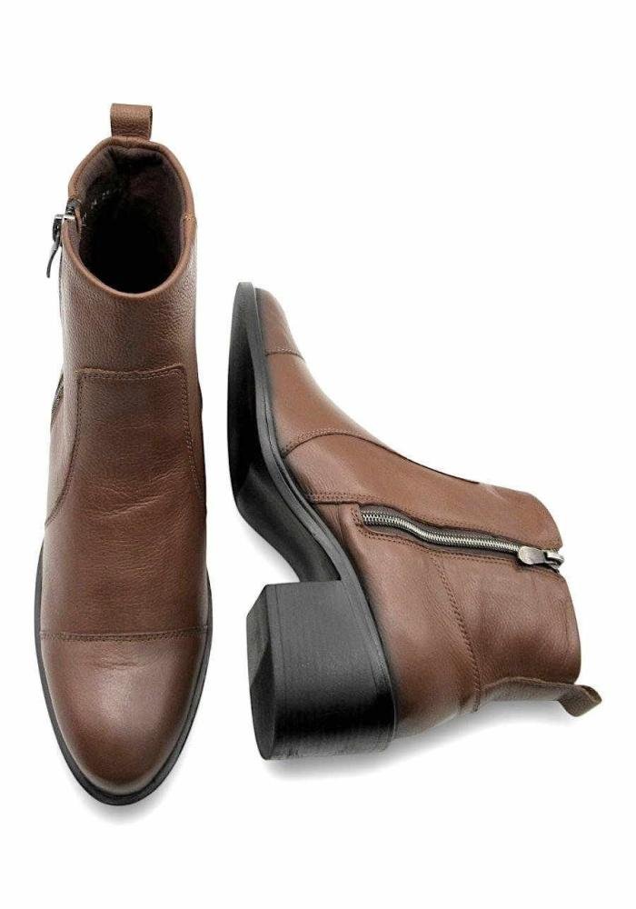 Bota Feminina Cano Curto de Couro Free Line LB1111 Marrom 5