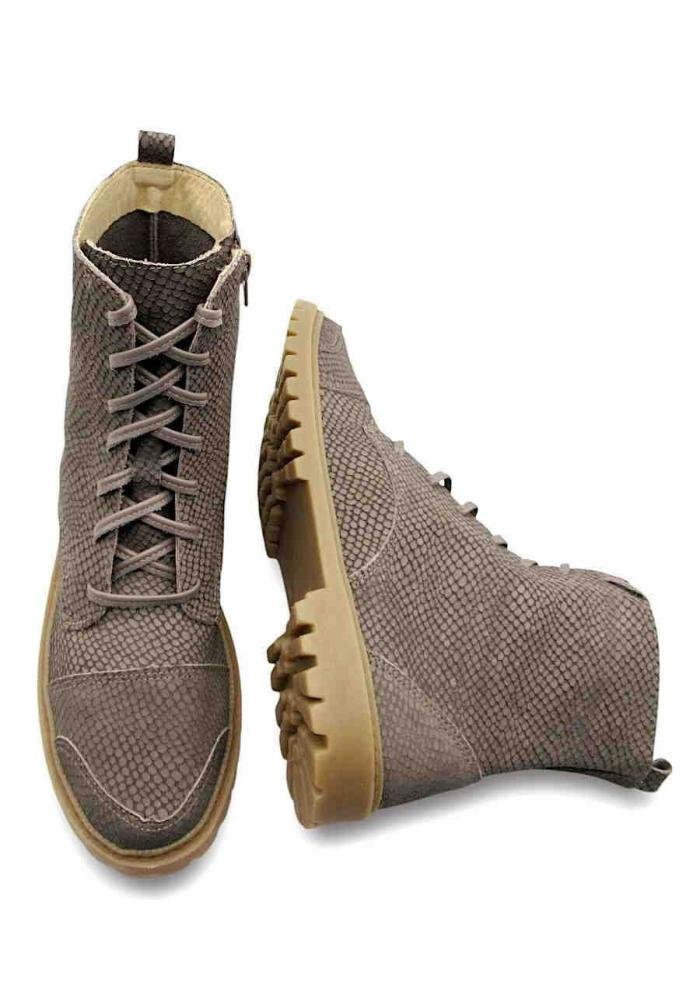 Coturno Feminino Curto de Couro Rio de Luz 4510 Estampa Cobra Bege 5