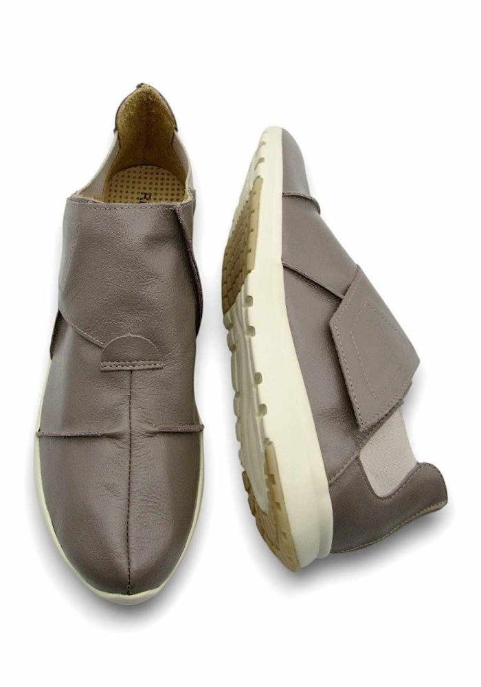 Sapatênis Casual Feminino de Couro Rio de Luz 4028 Bege 4