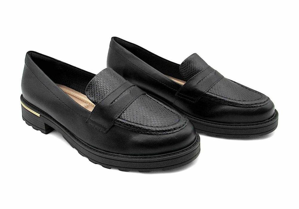 Loafer Tratorado Piccadilly Feminino 735039 Preto Preto 2