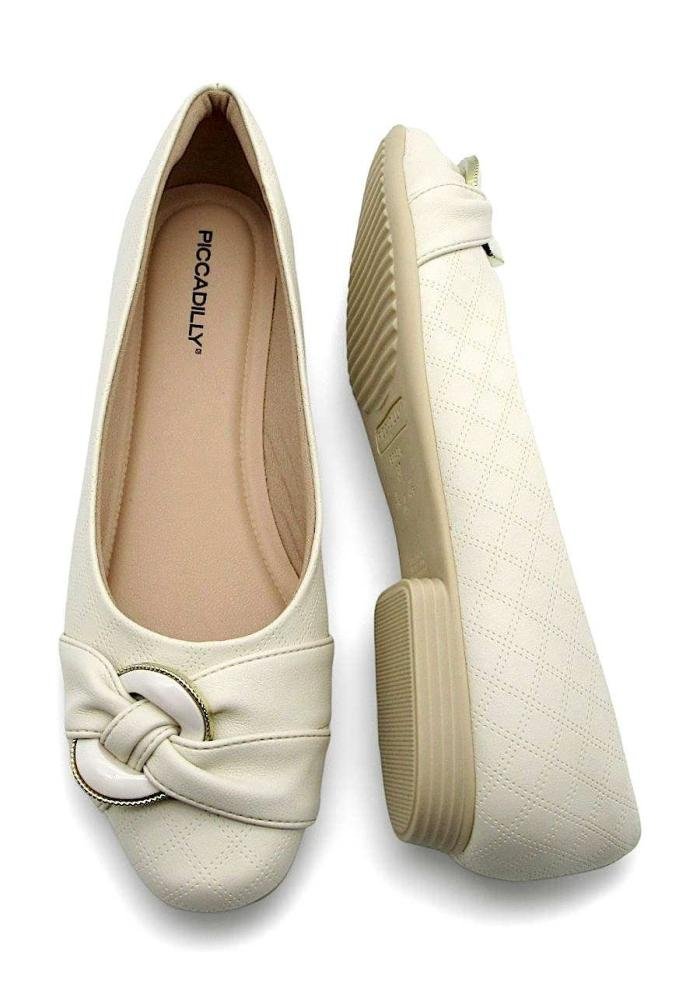 Sapatilha Feminina Piccadilly 250268 Stretch Marfim Off White 4
