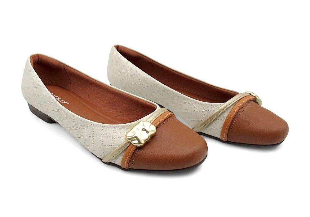 Sapatilha Feminina Piccadilly 250267 Branco/Marrom 2