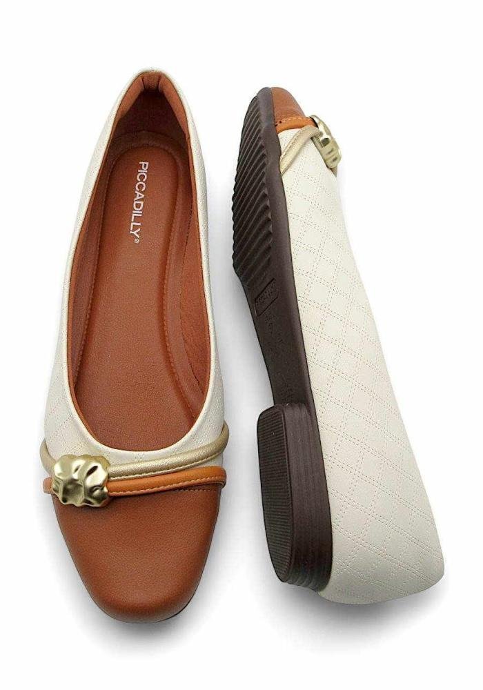 Sapatilha Feminina Piccadilly 250267 Branco/Marrom 4