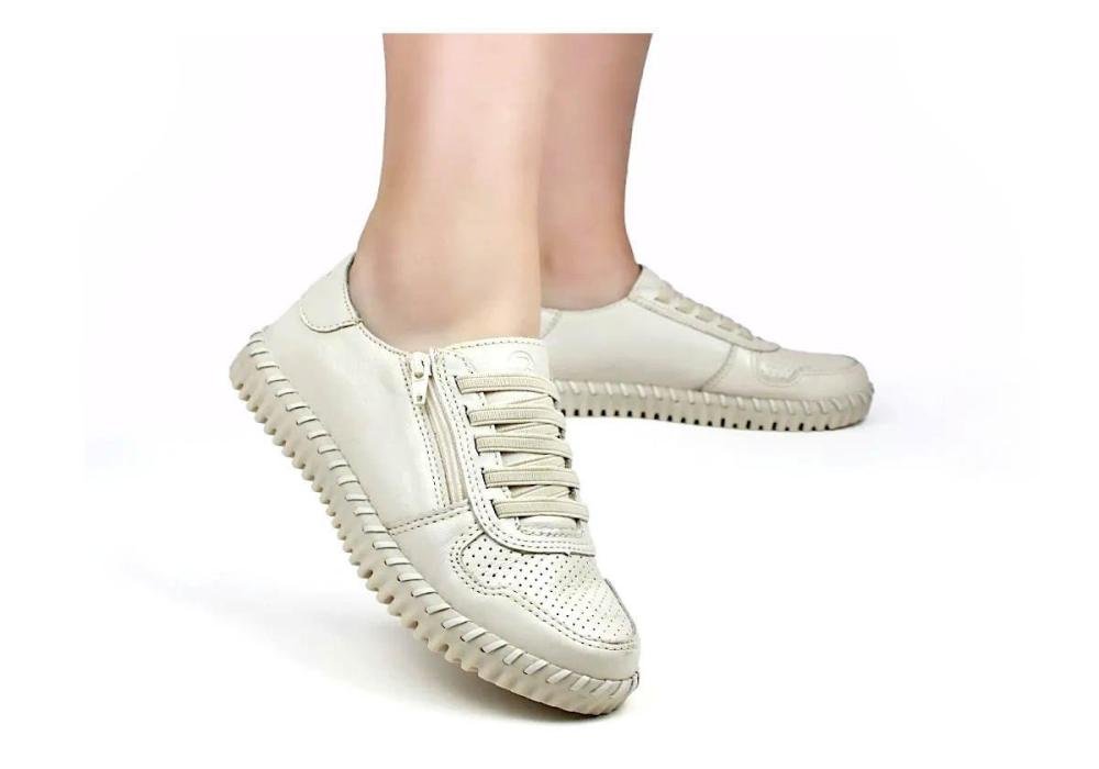 Tênis Bottero Casual Feminino Couro 374103 Marfim Off White 2