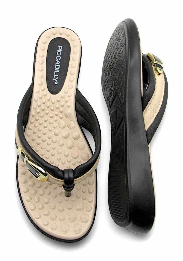 Tamanco Feminino Piccadilly Rasteiro 500410 Bege/Preto 4