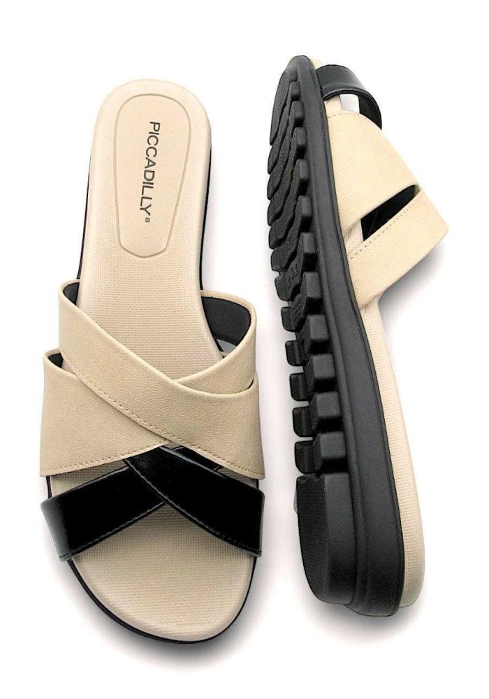 Tamanco Feminino Piccadilly Rasteiro 523009 Bege/Preto 4