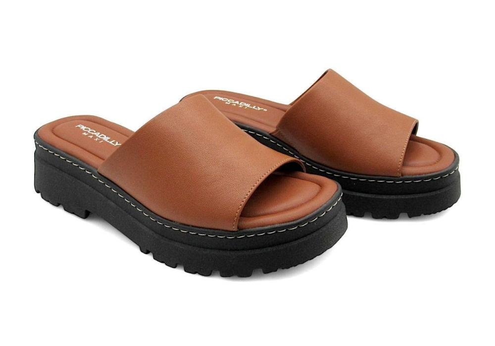 Tamanco Feminino Piccadilly Plataforma Tratorado 249002 Marrom 2