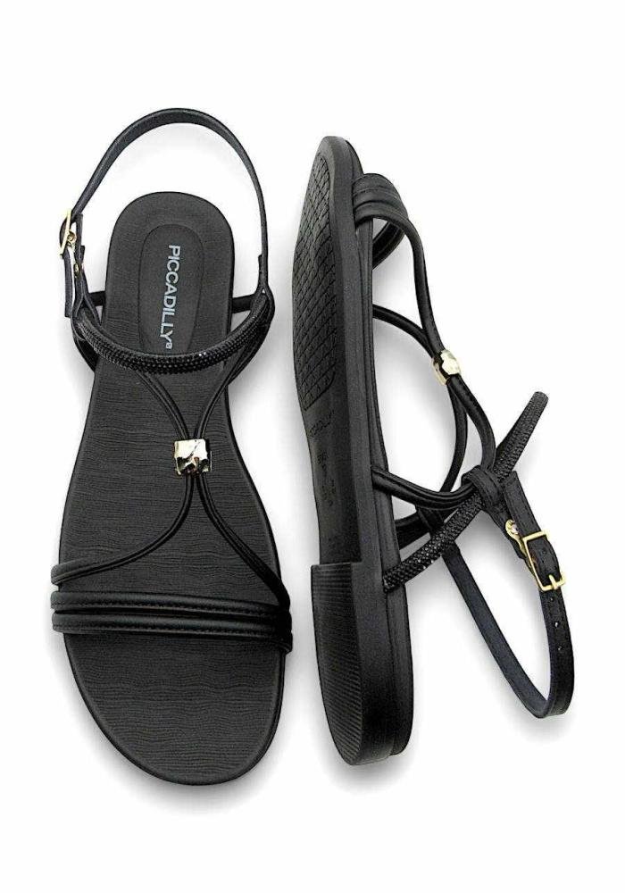 Sandália Feminina Rasteirinha Piccadilly 418094 Preto Preto 4