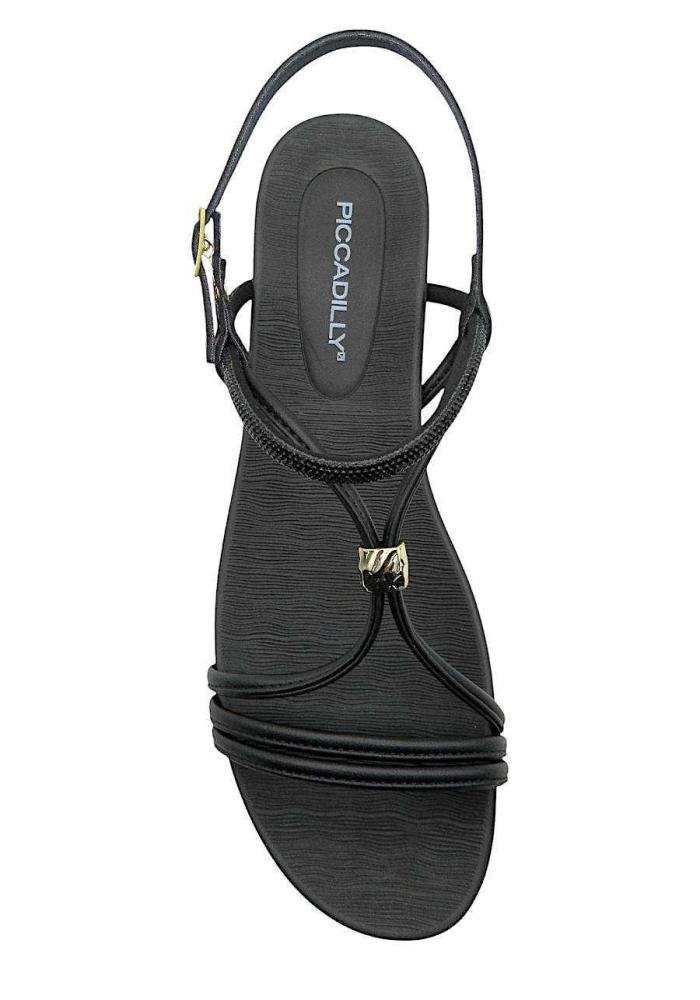 Sandália Feminina Rasteirinha Piccadilly 418094 Preto Preto 3
