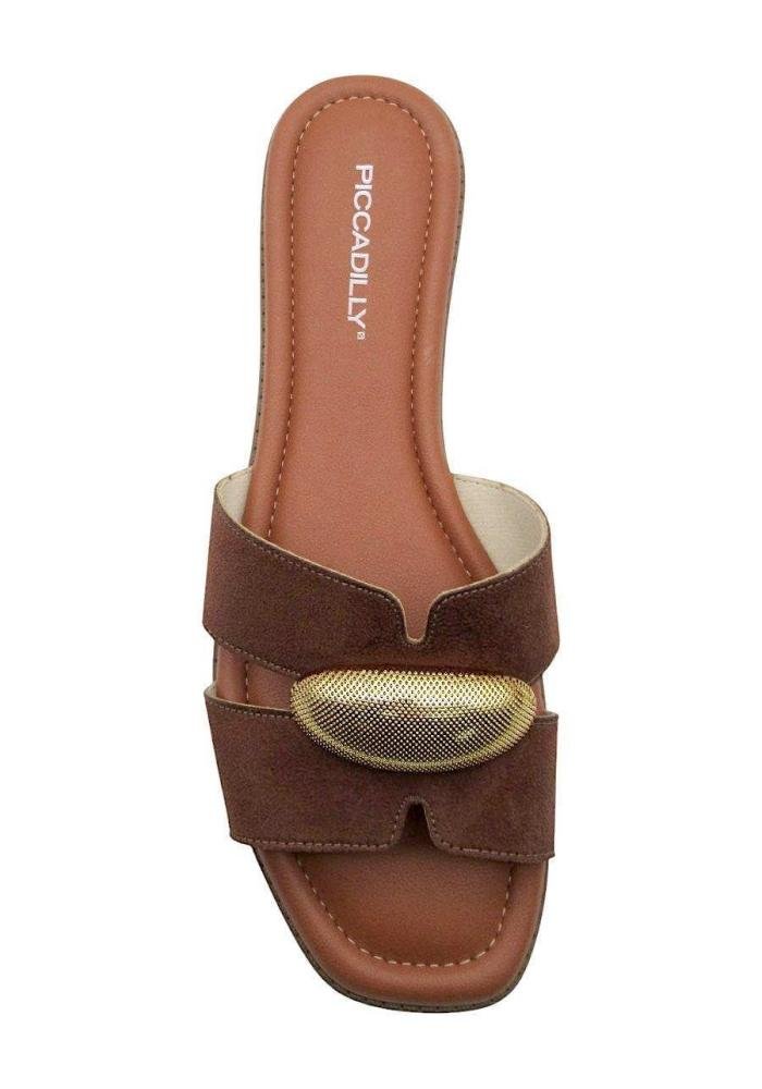 Tamanco Feminino Piccadilly Rasteiro 508069 Marrom Marrom 3