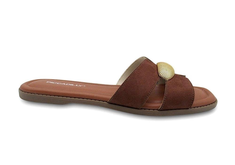 Tamanco Feminino Piccadilly Rasteiro 508069 Marrom Marrom 1