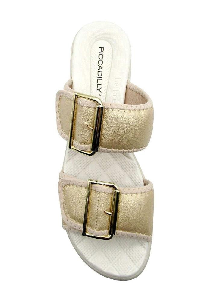 Tamanco Papete Feminino Piccadilly Esporão Ajuste 571020 Bege/Dourado 3