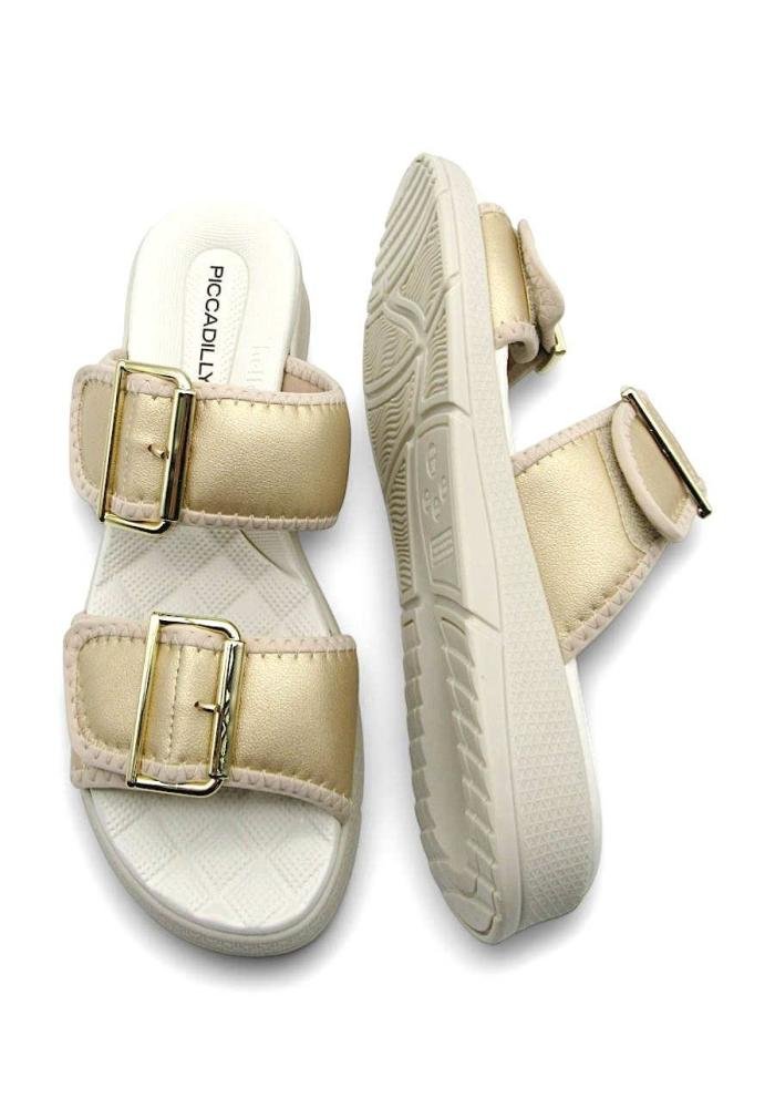 Tamanco Papete Feminino Piccadilly Esporão Ajuste 571020 Bege/Dourado 4