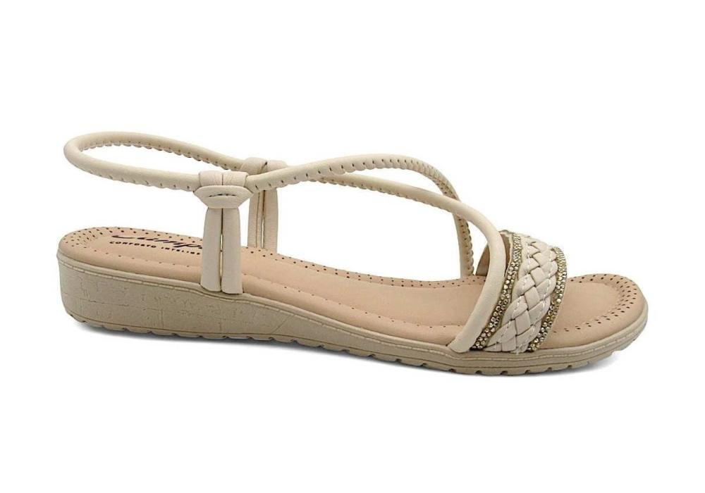 Sandália Campesí Feminina Strass Conforto CE612 Bege