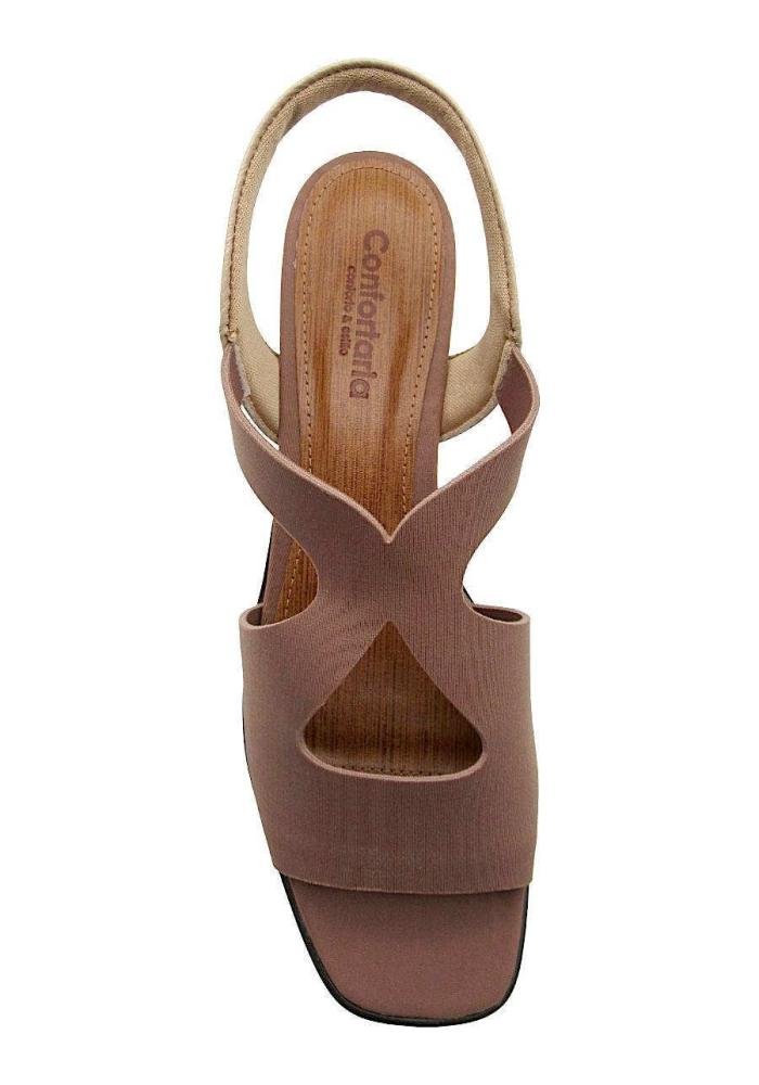 Sandália Feminina Confortaria Neoprene 7701071 Salto Bloco  Marrom 3