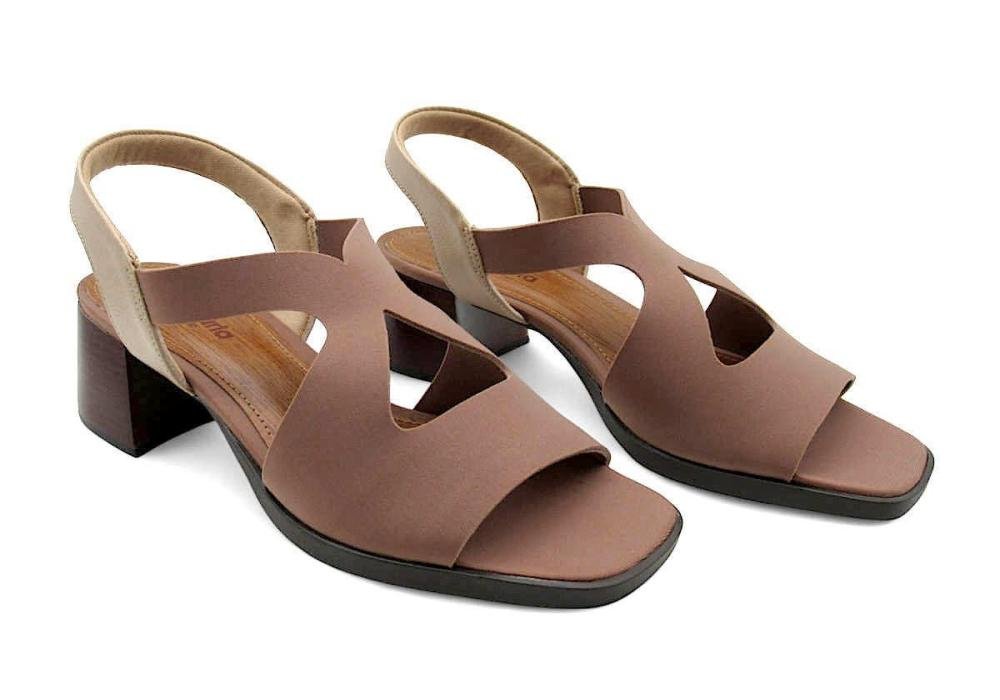 Sandália Feminina Confortaria Neoprene 7701071 Salto Bloco  Marrom 2