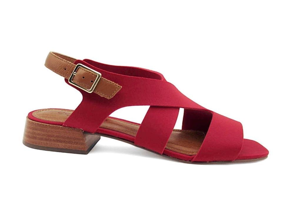 Sandália Feminina Confortaria Neoprene Vermelho 6741001 Salto Baixo