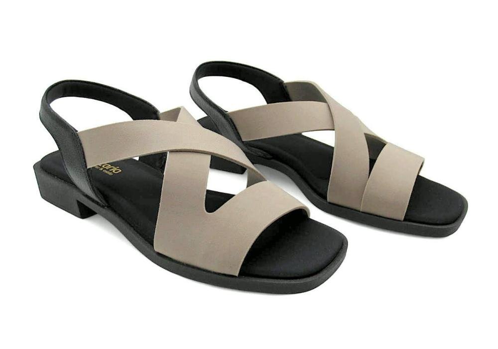 Sandália Feminina Confortaria Neoprene 7684001 Salto Bloco Bege 2