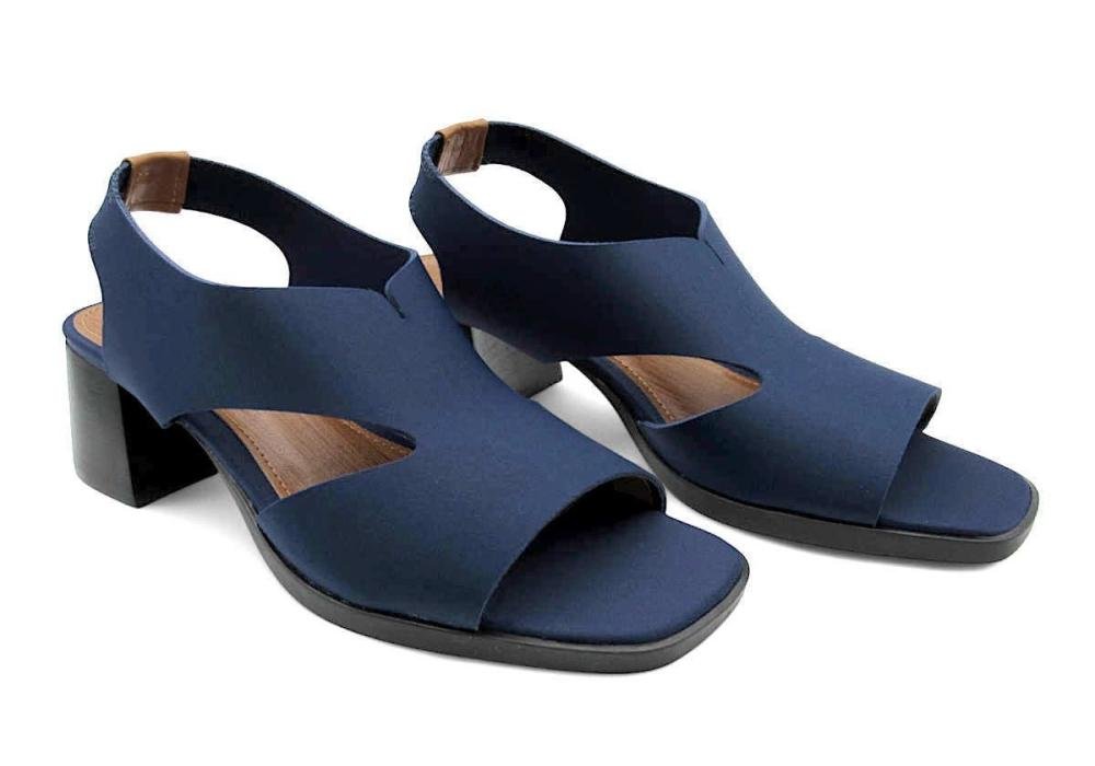 Sandália Feminina Confortaria Neoprene 7701051 Salto Bloco  Azul 2