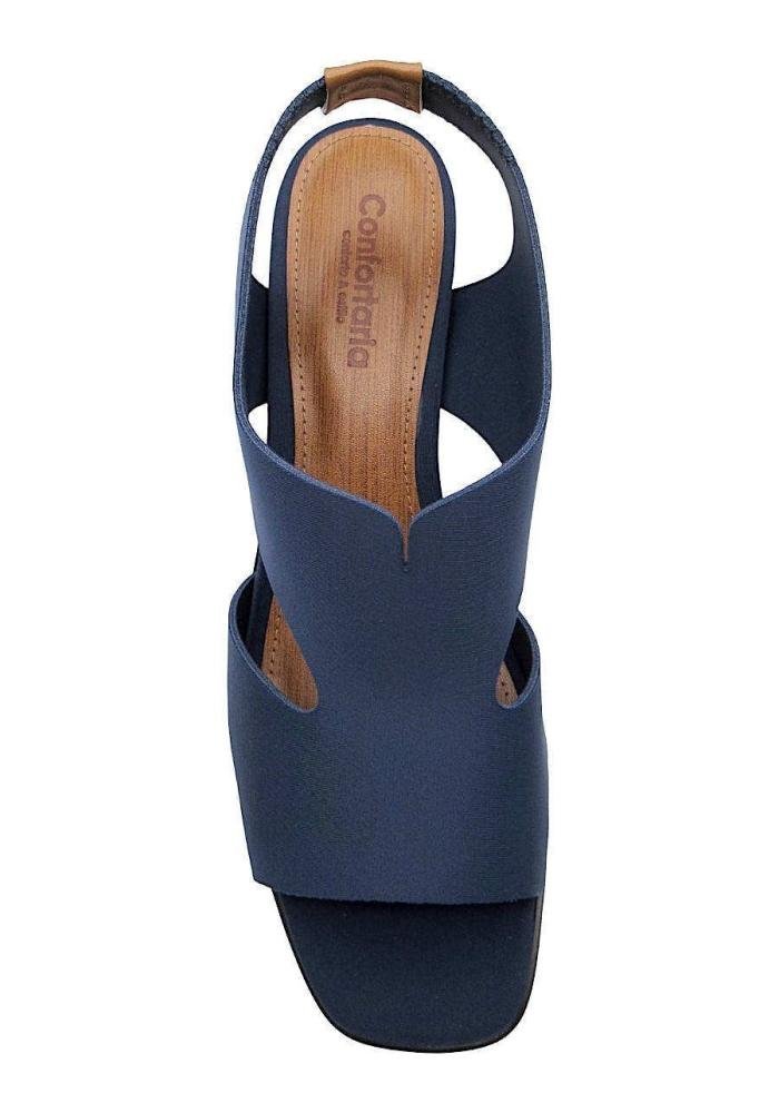 Sandália Feminina Confortaria Neoprene 7701051 Salto Bloco  Azul 3