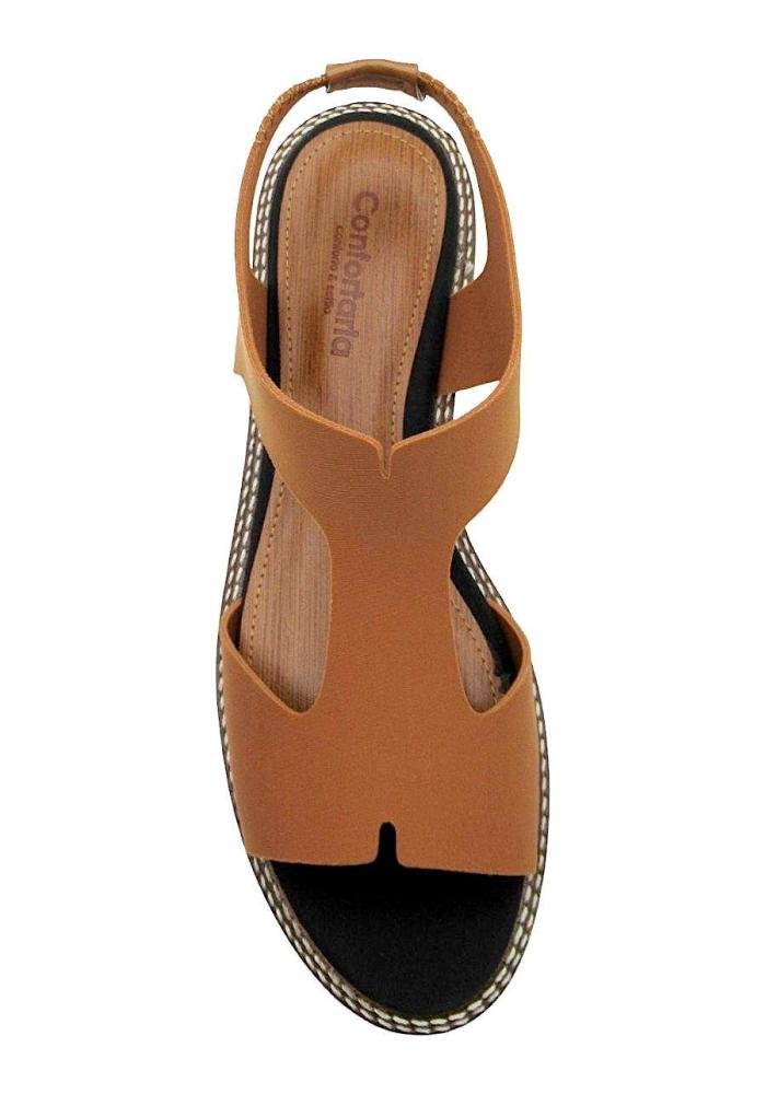 Sandália Feminina Confortaria Neoprene 8004011 Rasteiro Marrom 3