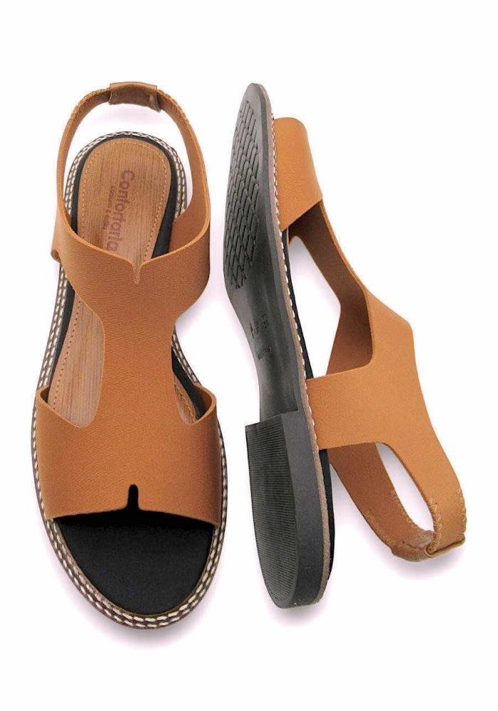 Sandália Feminina Confortaria Neoprene 8004011 Rasteiro Marrom 4