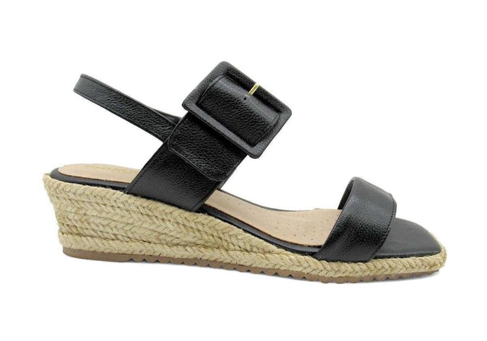 Sandália Feminina de Couro Anabela Marlinês 4307 Preta