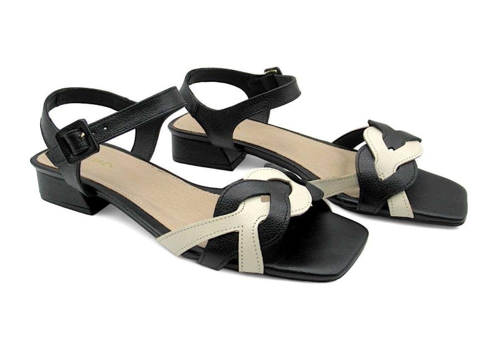 Sandália Feminina de Couro Salto Bloco Marlinês 4738 Preto 2
