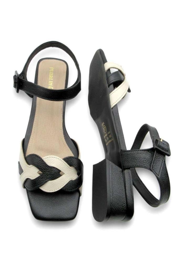 Sandália Feminina de Couro Salto Bloco Marlinês 4738 Preto 4