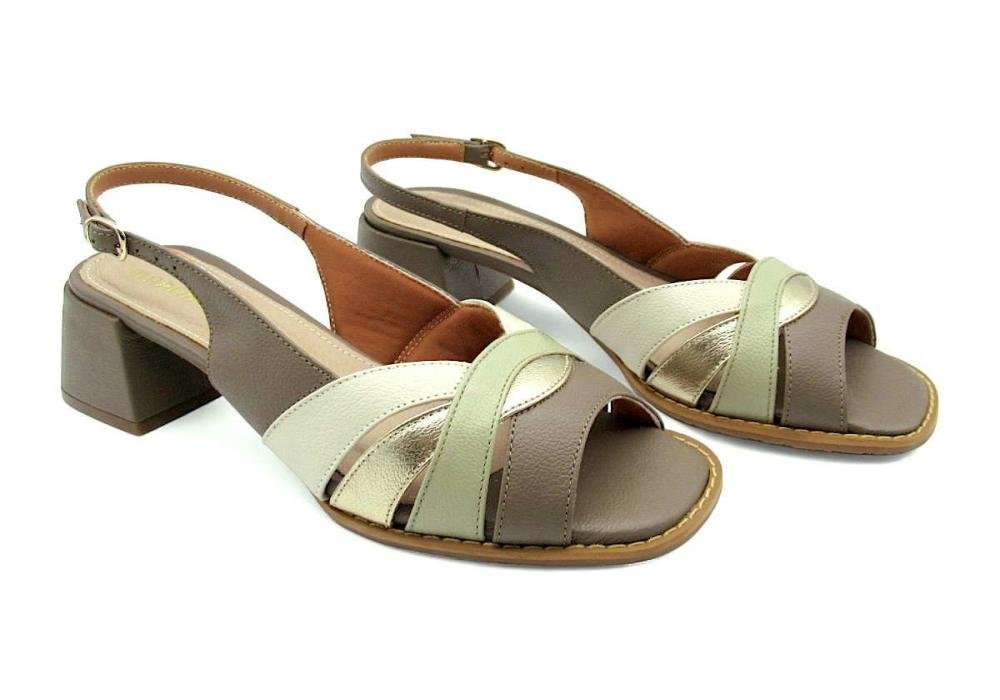 Sandália Feminina de Couro Salto Bloco Marlinês 5457 Marrom 2