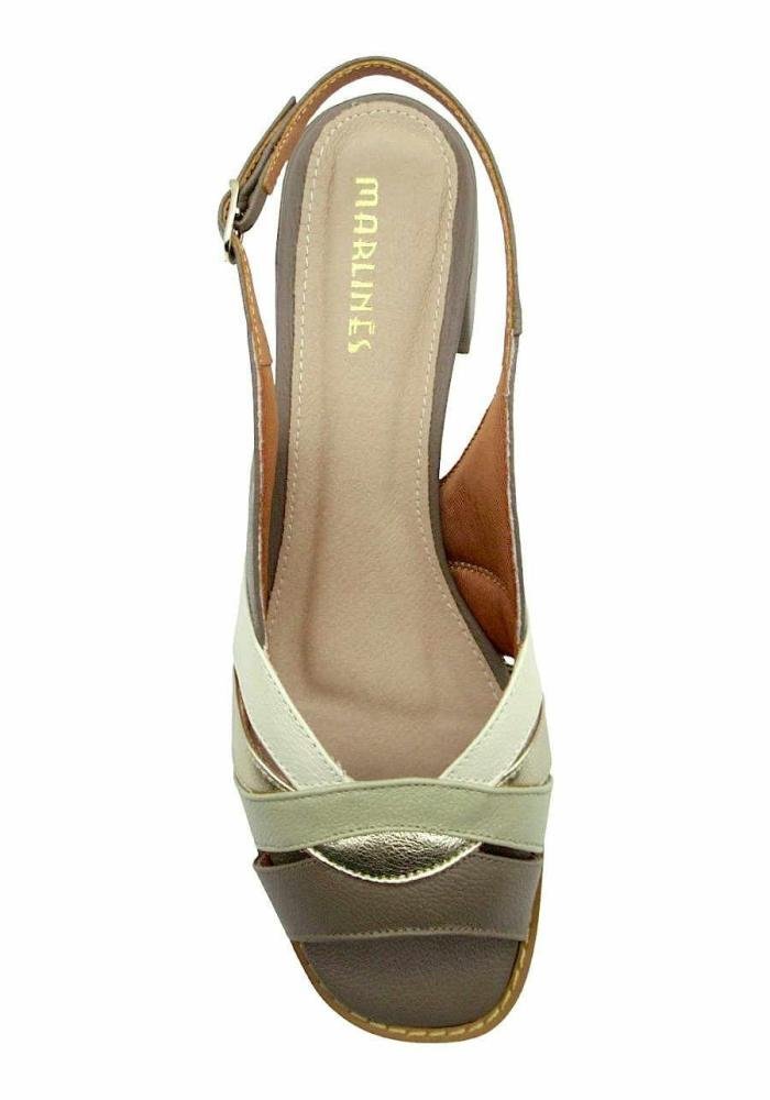 Sandália Feminina de Couro Salto Bloco Marlinês 5457 Marrom 3