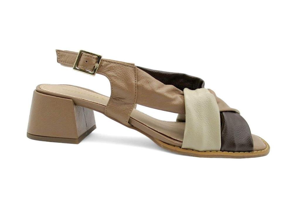 Sandália Feminina de Couro Salto Bloco Marlinês 5957