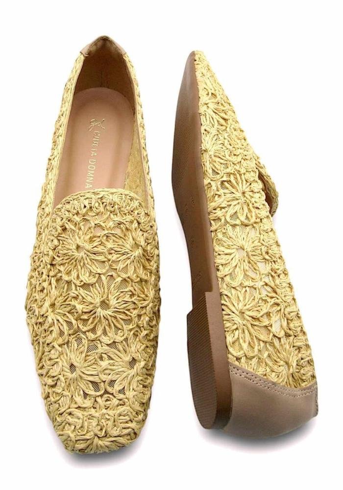 Mocassim Feminino Bordado Giulia Domna 142077 Bege 4