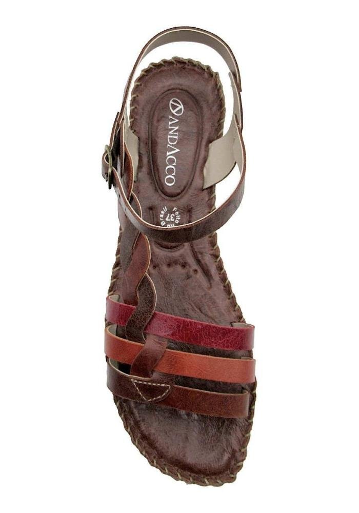 Sandália Feminina Andacco Rasteirinha de Couro 12394 Marrom 3