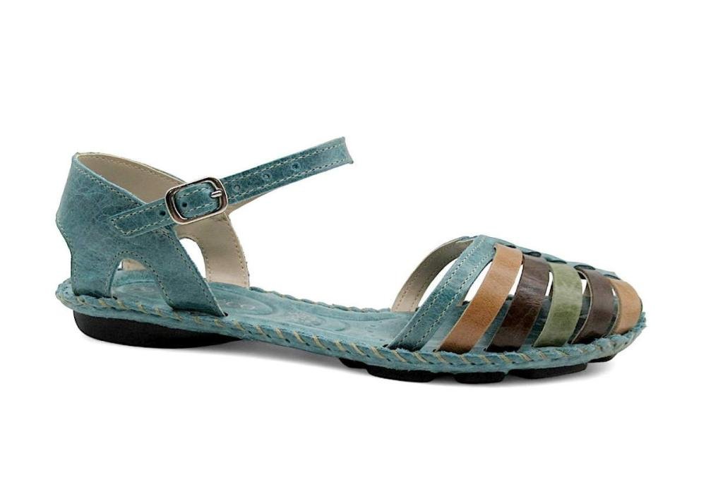 Sandália Feminina Andacco Rasteira de Couro 1219 Azul 1