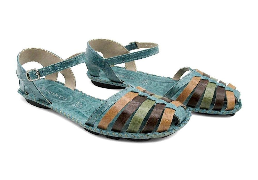 Sandália Feminina Andacco Rasteira de Couro 1219 Azul 2