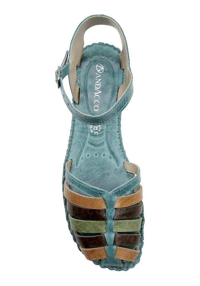 Sandália Feminina Andacco Rasteira de Couro 1219 Azul 3