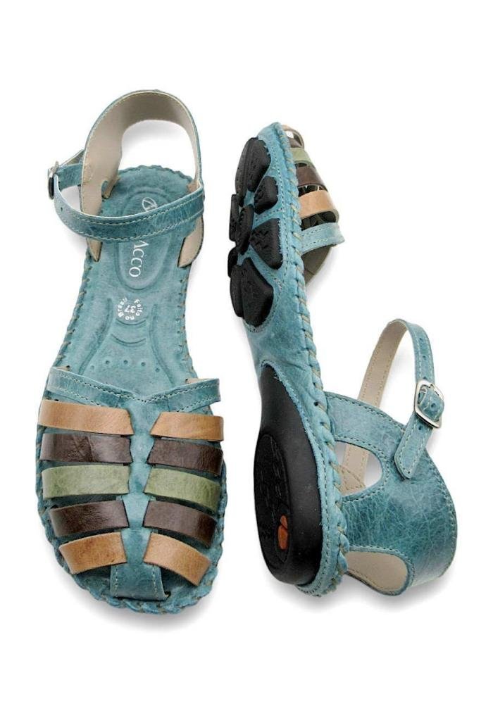 Sandália Feminina Andacco Rasteira de Couro 1219 Azul 4