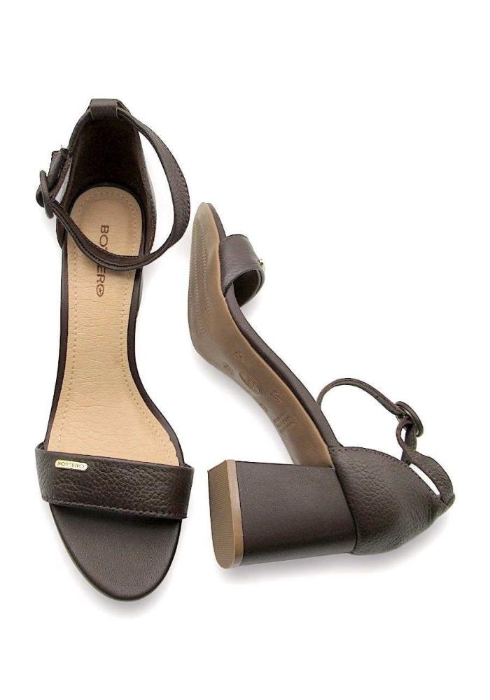 Sandália Bottero Feminina de Couro Salto Bloco 372001 Marrom 4