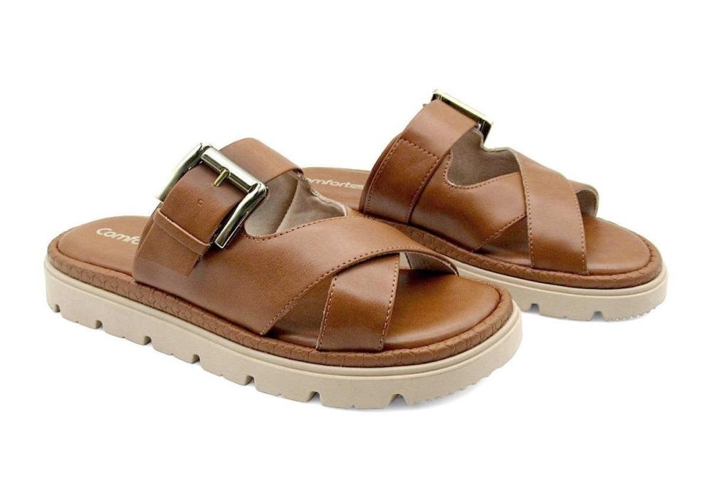 Tamanco Feminino Slide Comfortflex 2546405 Marrom 2