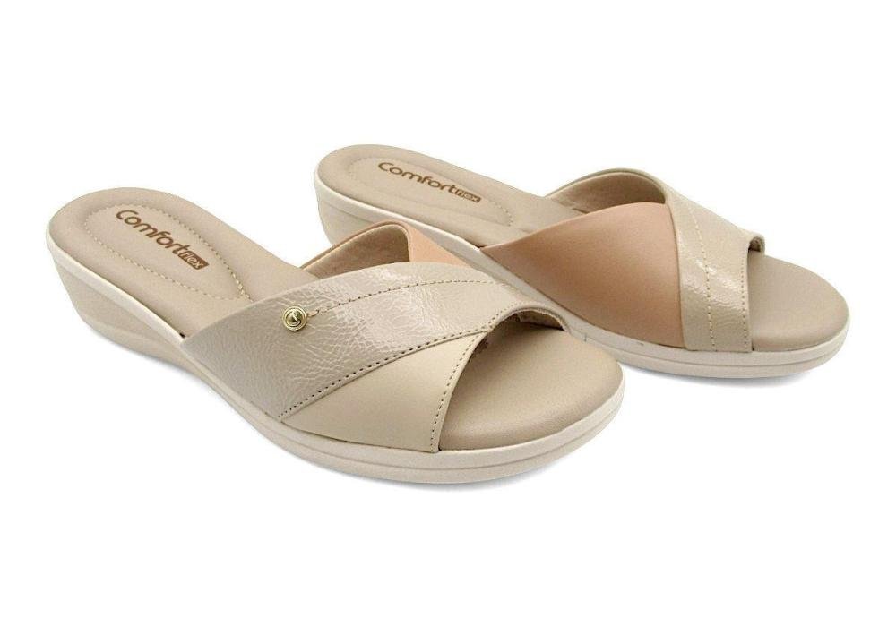 Tamanco Comfortflex Feminino Slide 2588402 Bege 2