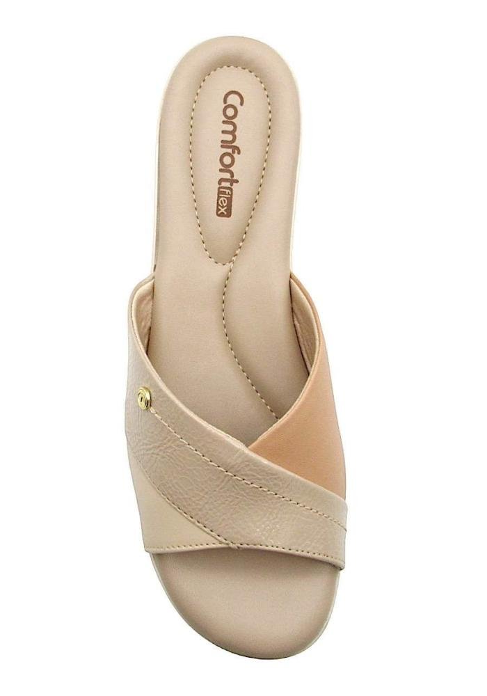 Tamanco Comfortflex Feminino Slide 2588402 Bege 3