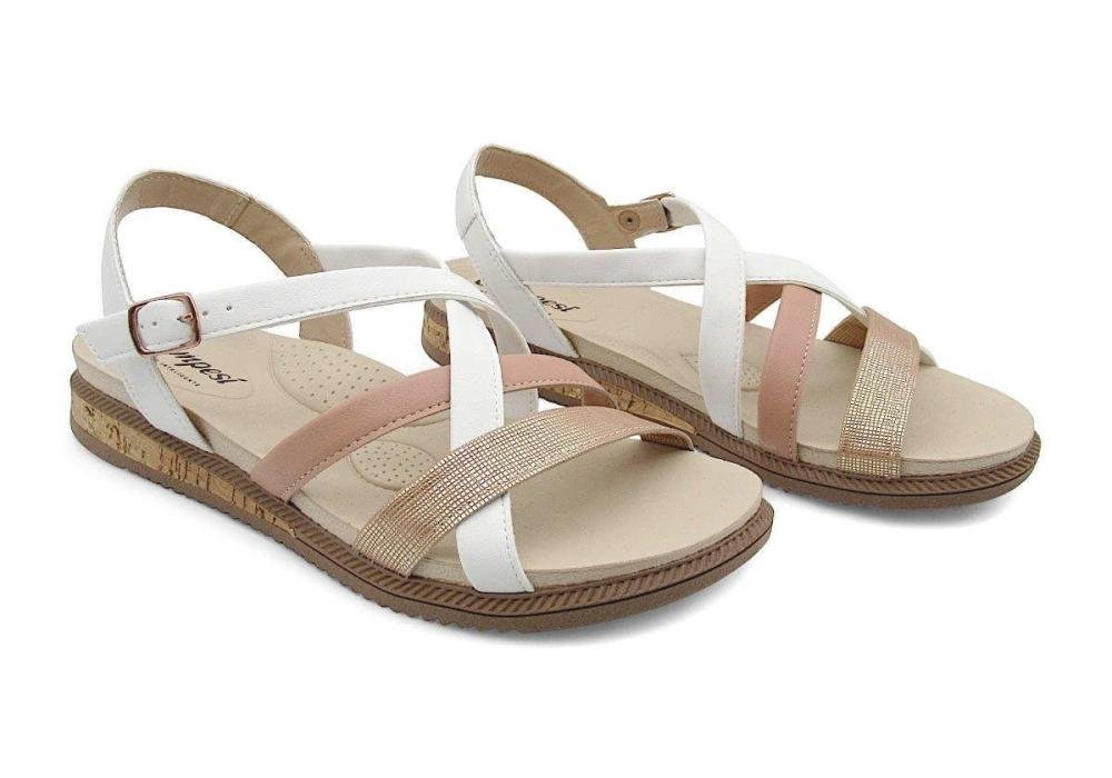 Sandália Campesí Feminina Conforto CE093 Branco/Bege 2