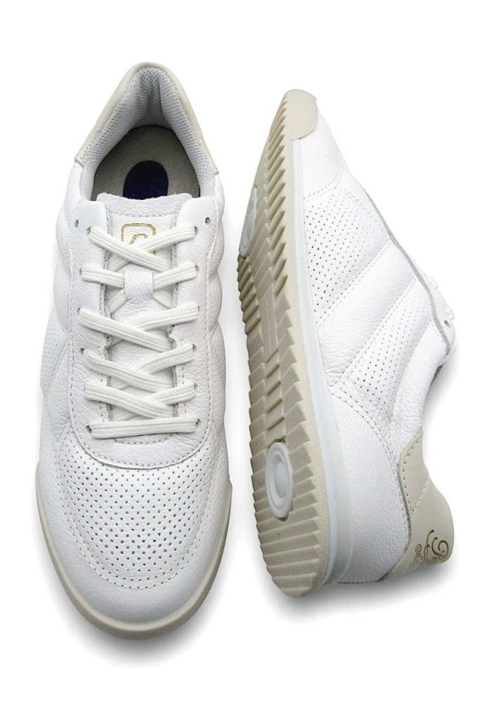 Tênis Casual Feminino de Couro Pegada 212807 Branco 4