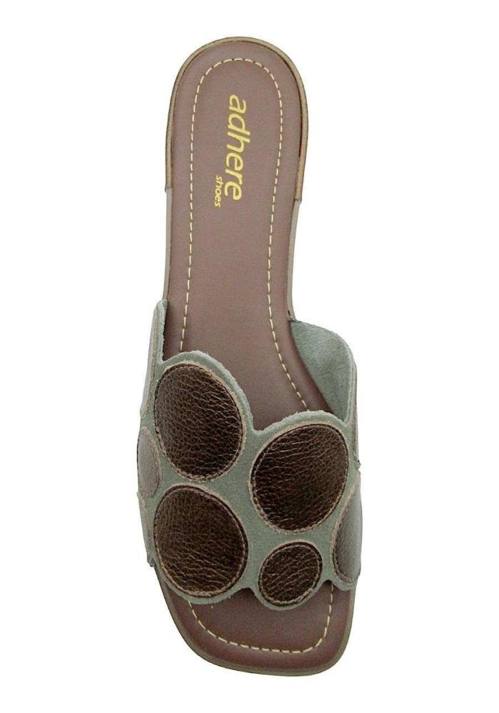 Tamanco Rasteiro Feminino de Couro Adhere 700-0041  Bronze 3